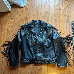 leather by C.H.F // Western fringe leather jacket